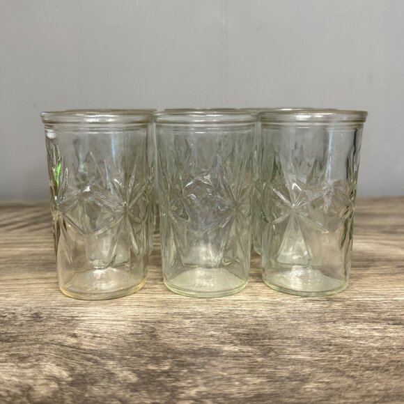Lot of 9 Vintage Atomic Starburst Jelly Jar Juice Glass 50th Anniversary - Picture 2 of 6